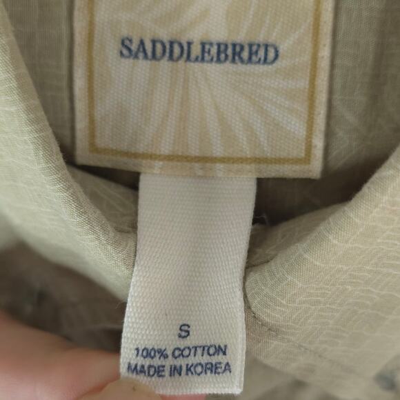 Saddlebred Shirt Mens Small Button Down Short Sleeve Cotton Floral Aztec Print - Picture 5 of 9